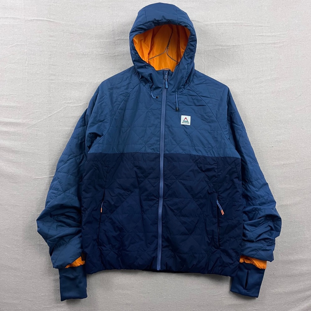 Passenger Singletrack Insulated Jacket Med Blue Quilted Thermore Hooded Puffer